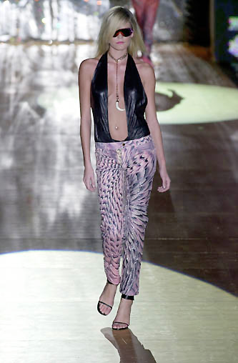 Roberto Cavalli Beaded Feather Print Jeans
