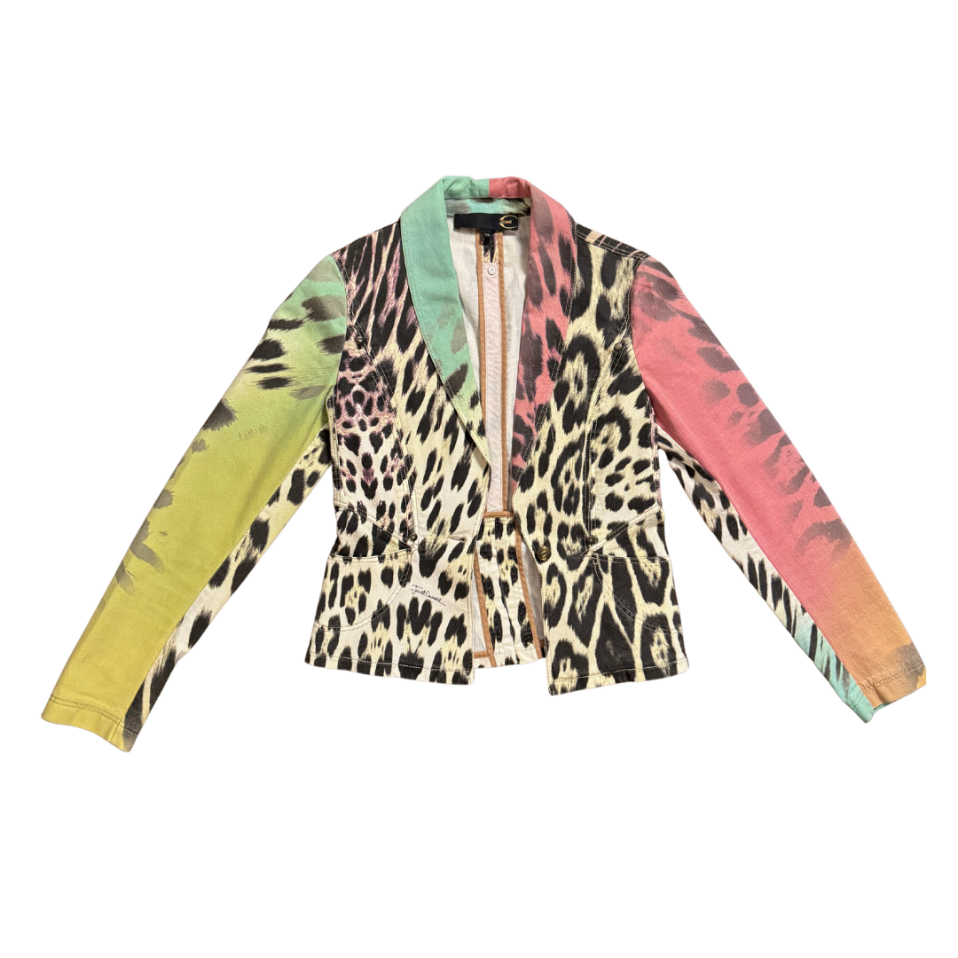 Just Cavalli Leopard Print Fitted Blazer Jacket