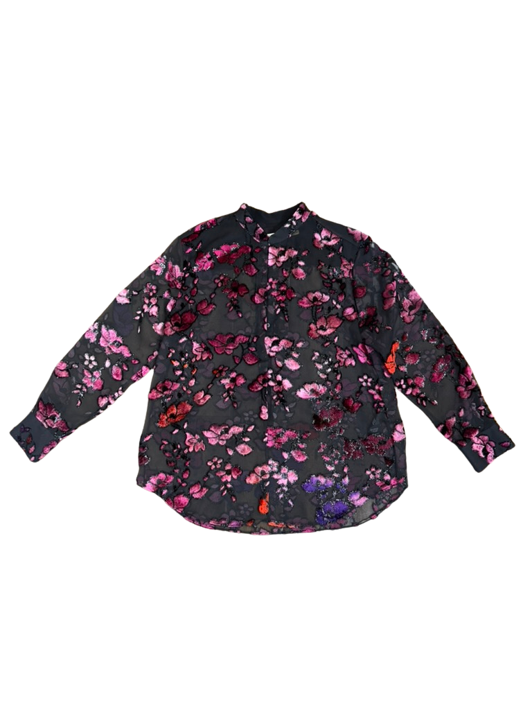 Alice + Olivia Burnout Velvet Floral Blouse