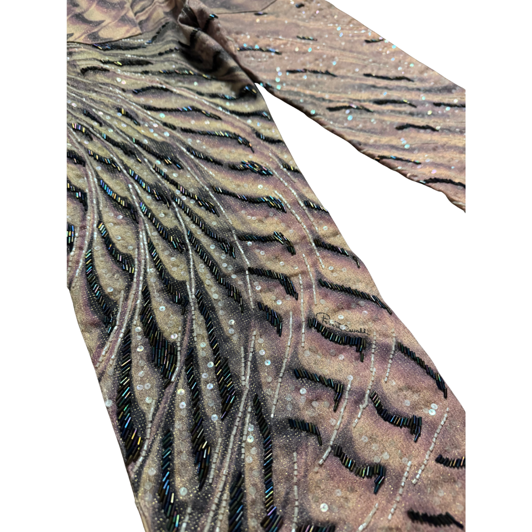 Roberto Cavalli Beaded Feather Print Jeans