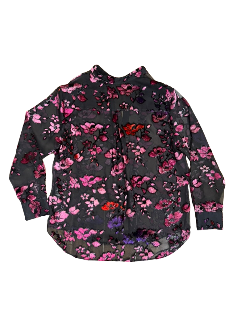 Alice + Olivia Burnout Velvet Floral Blouse