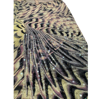 Roberto Cavalli Beaded Feather Print Jeans