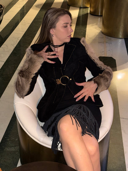 Just Cavalli Leather Pony Hair Jacket