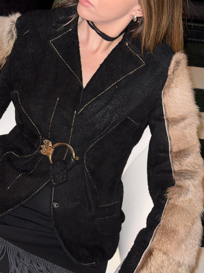 Just Cavalli Leather Pony Hair Jacket