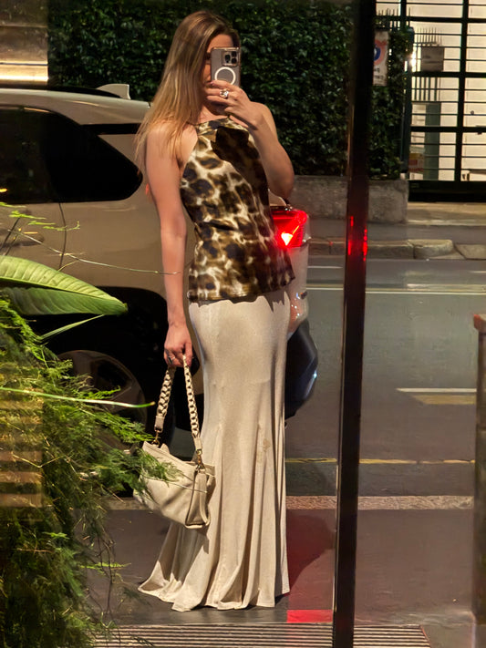 Just Cavalli Leopard Silk Halter Top