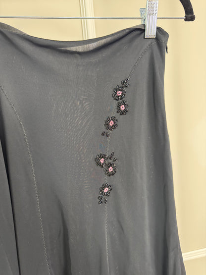 Blumarine Black Beaded Midi Skirt