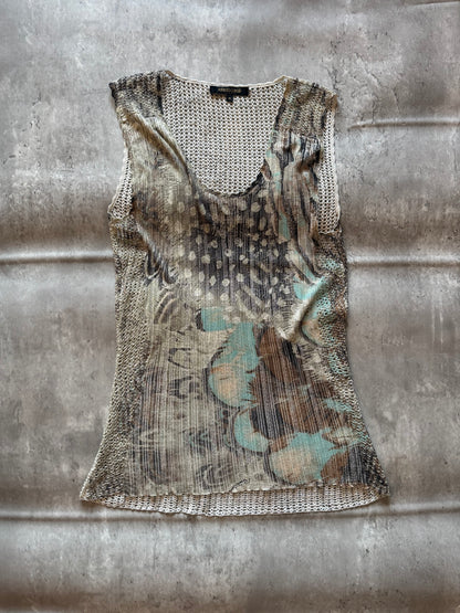 Roberto Cavalli Sheer Mesh Print Top