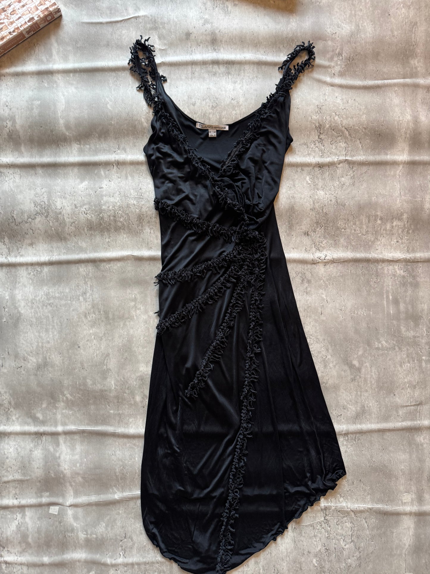 Class Cavalli Black Fringe Dress