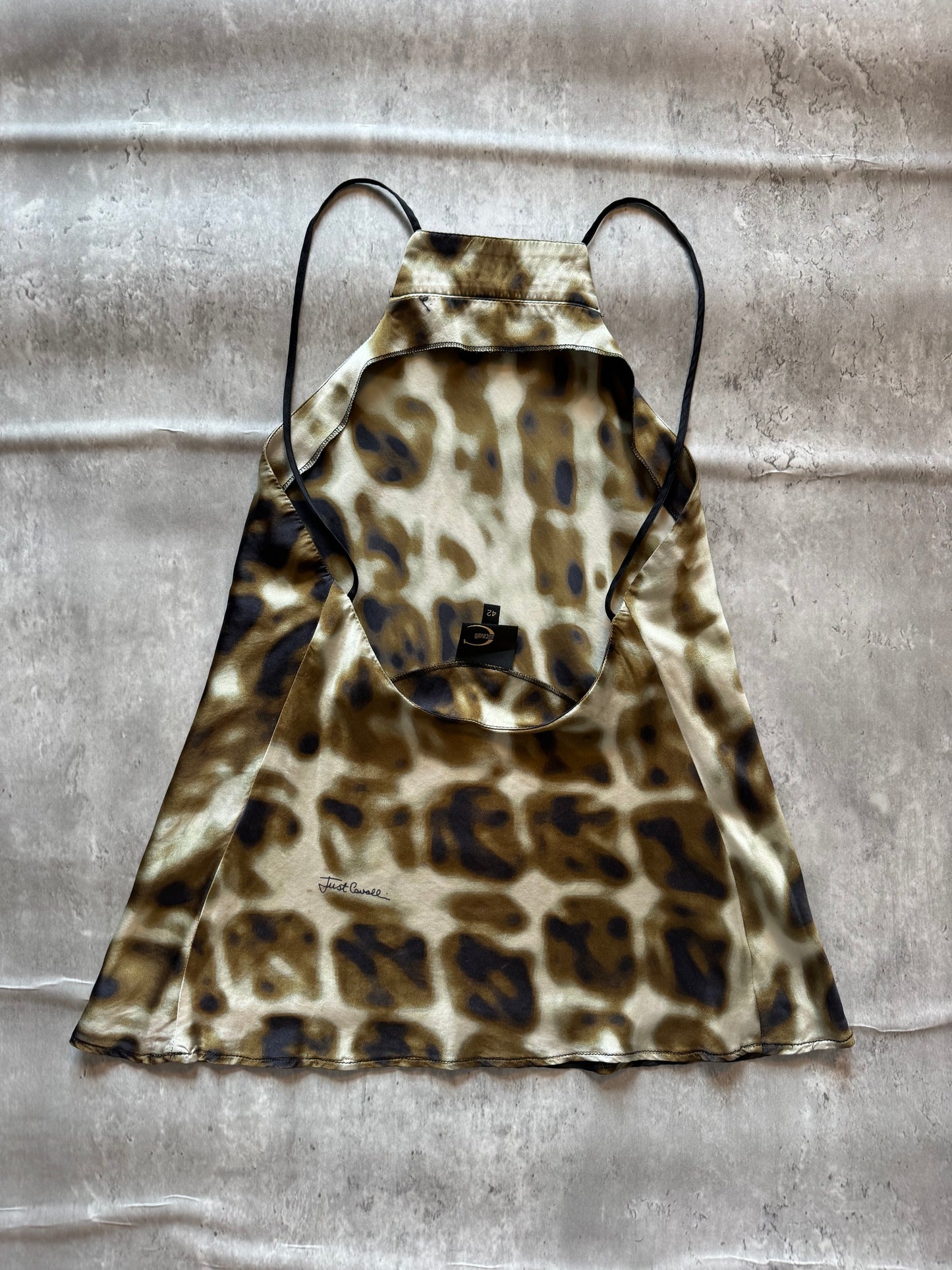 Just Cavalli Leopard Silk Halter Top