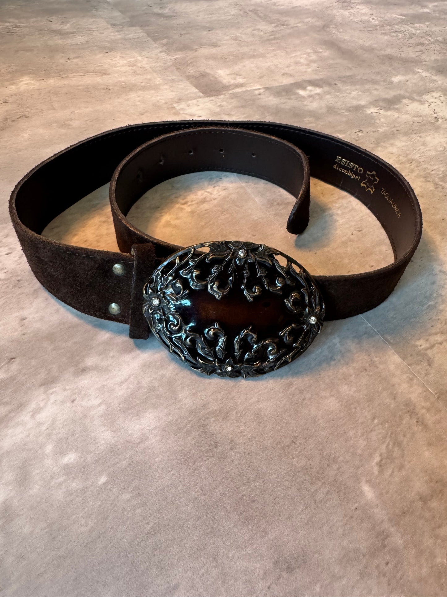 Esisto Brown Suede Leather Belt