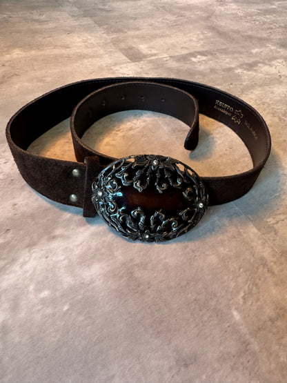 Esisto Brown Suede Leather Belt