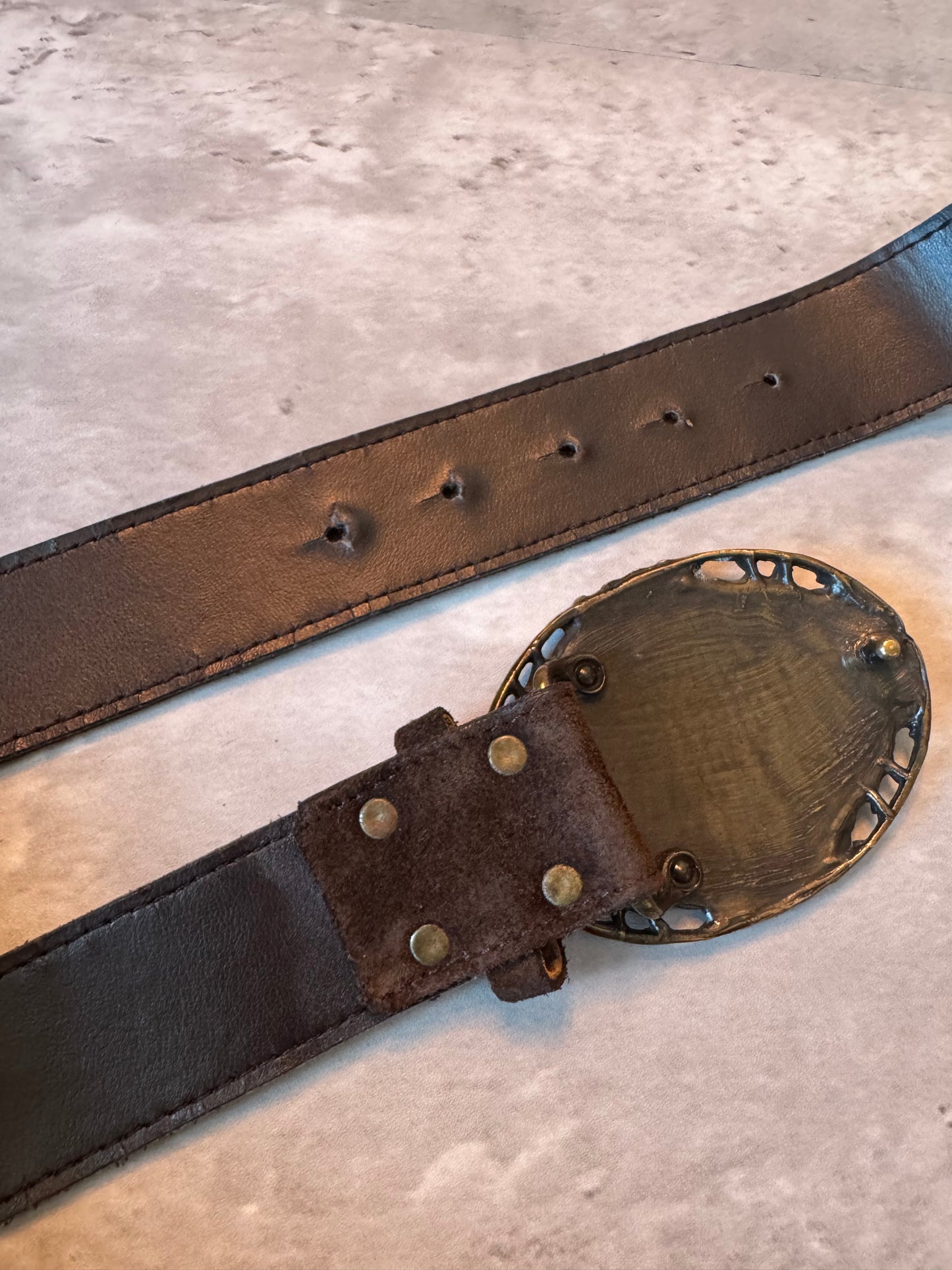 Esisto Brown Suede Leather Belt