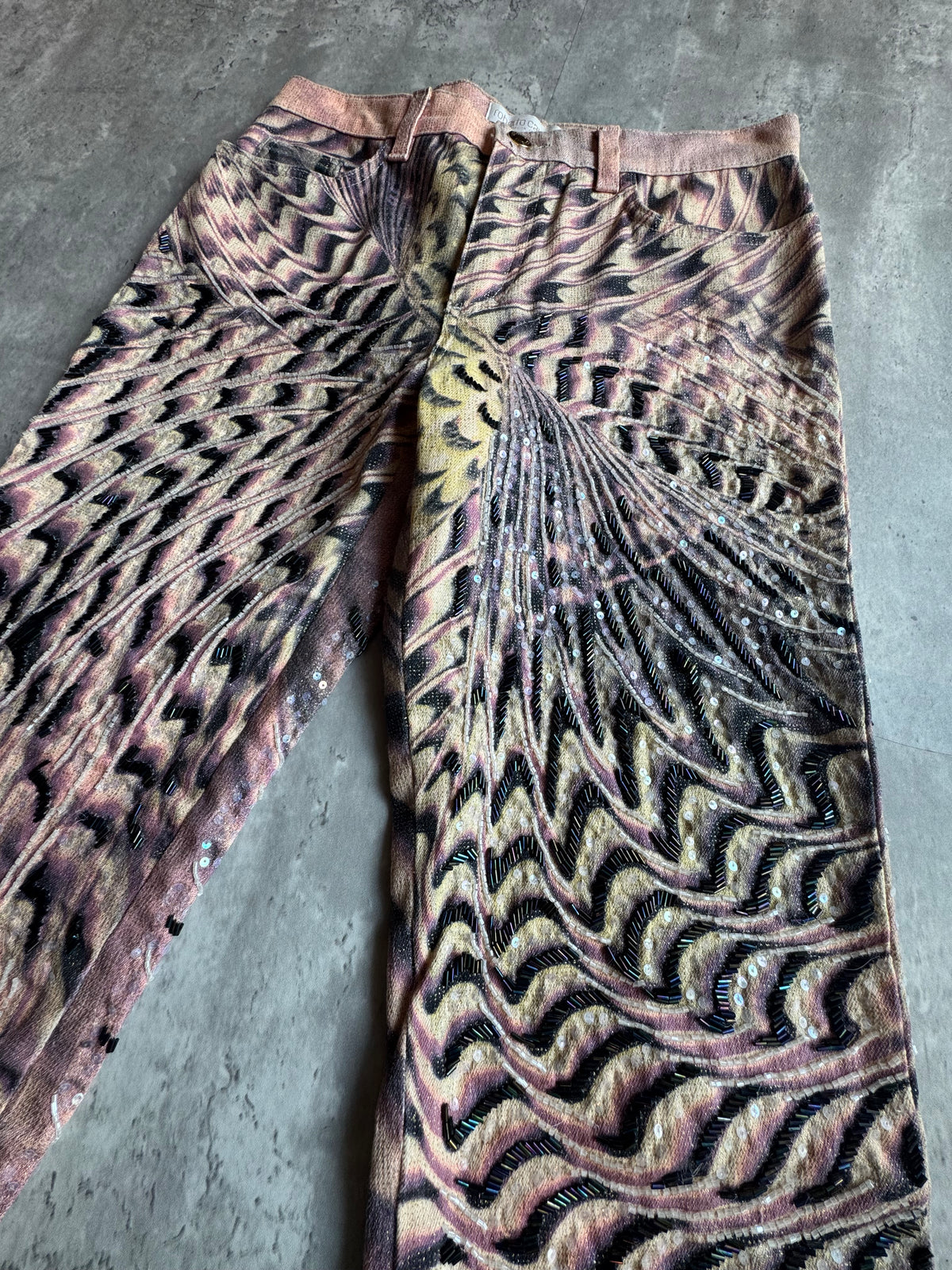 Roberto Cavalli Beaded Feather Print Jeans