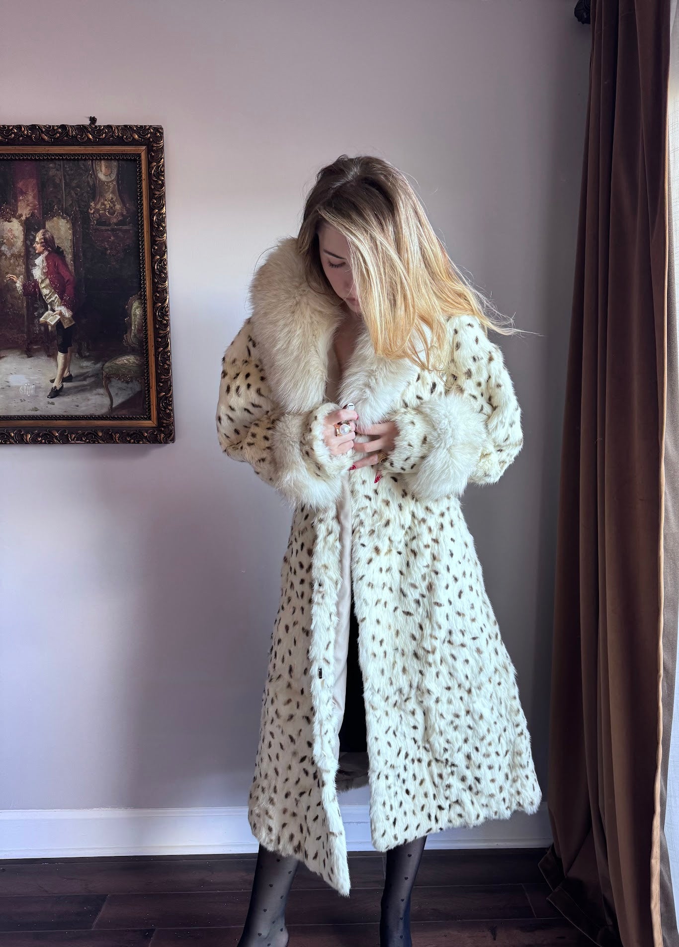 Snow Leopard Rabbit Fur Coat