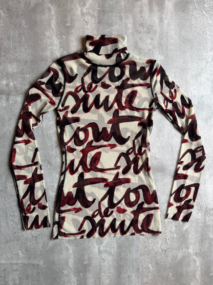 AW2001 Jean Paul Gaultier Blood Script Turtleneck