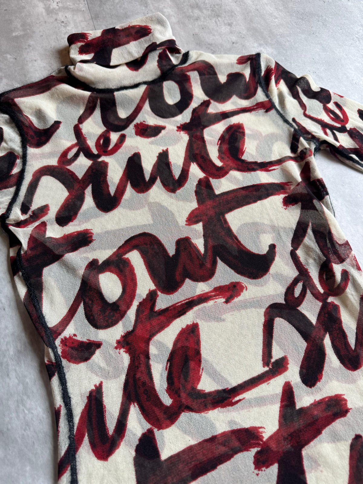 AW2001 Jean Paul Gaultier Blood Script Turtleneck