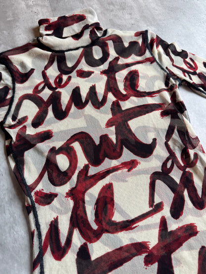 AW2001 Jean Paul Gaultier Blood Script Turtleneck
