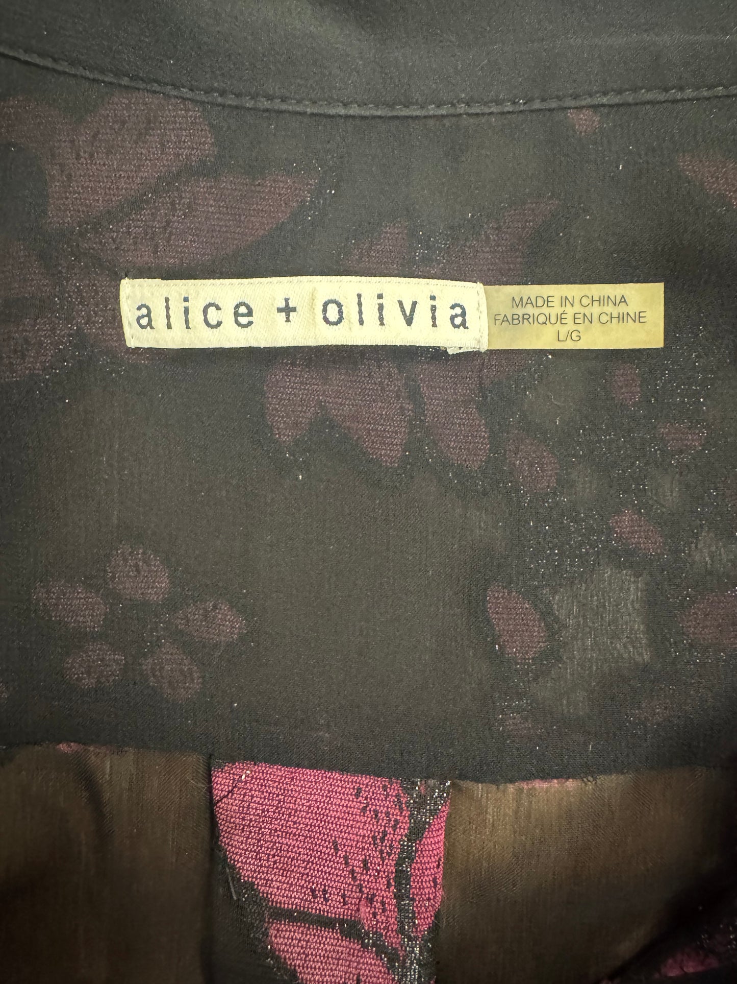 Alice + Olivia Burnout Velvet Floral Blouse